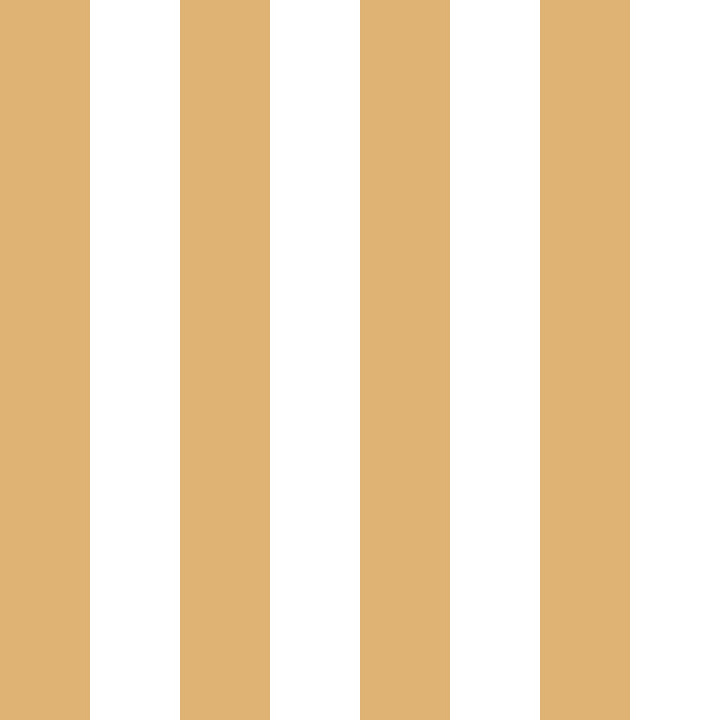 Classic vertical stripe wallpaper by Leopold House featuring evenly spaced, bold stripes in a clean, tailored repeat, offering a timeless, preppy look with crisp architectural appeal in white and yellow. It a truly classic cabana stripe.