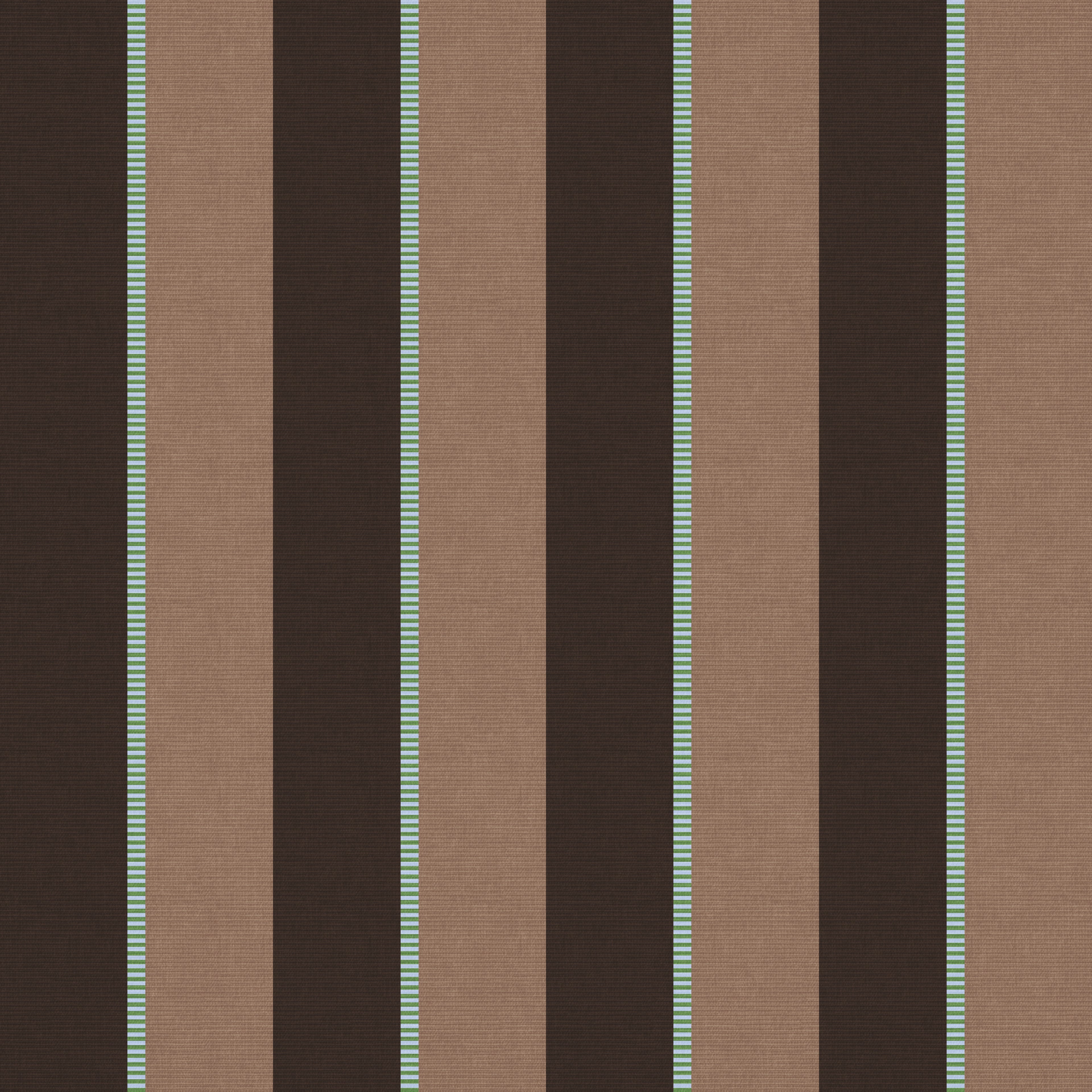 Brown and beige striped pattern with thin green lines on a brown background Vertical stripe wallpaper pattern featuring alternating wide bands with fine accent stripes, creating a tailored, rhythmic design with classic structure and modern polish.