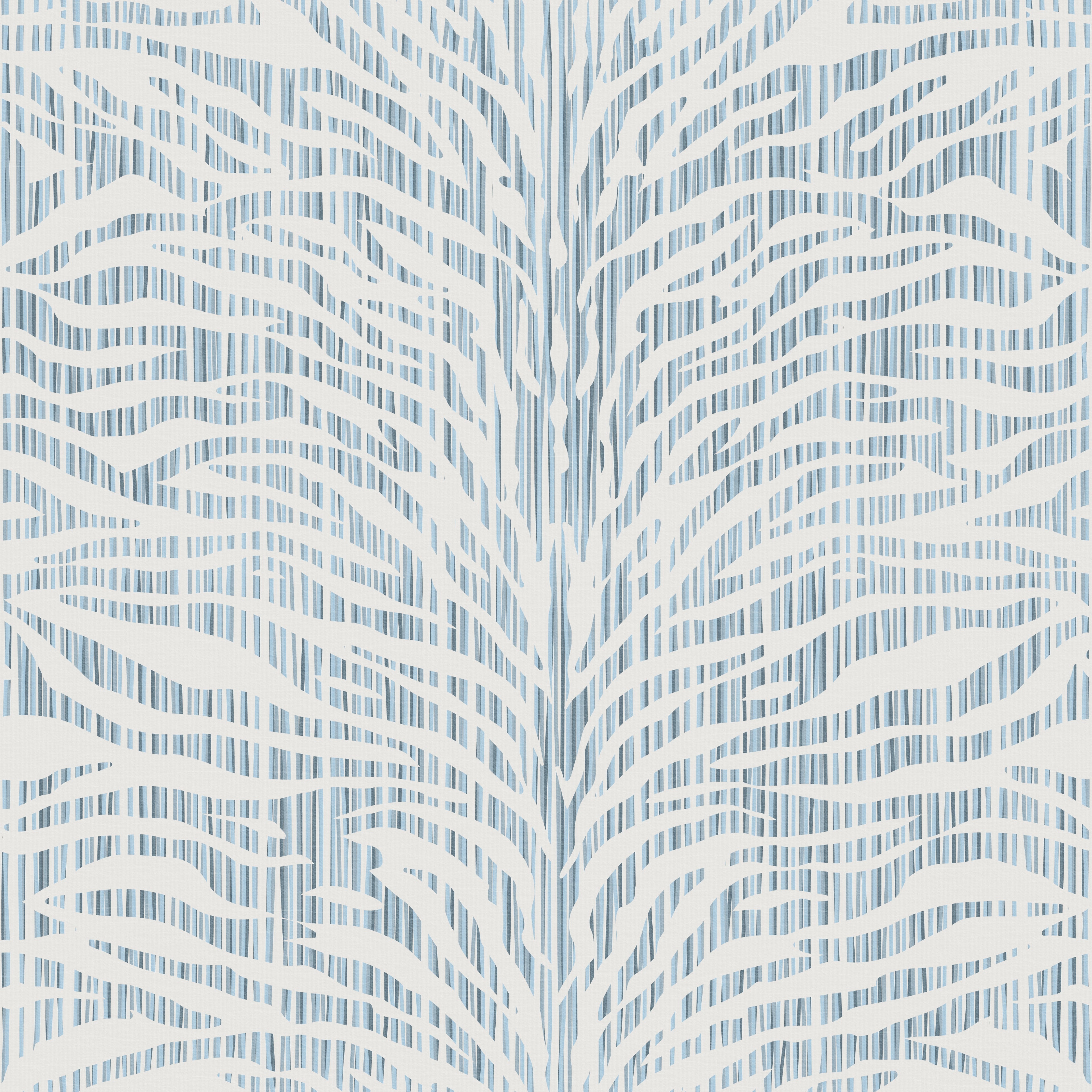 Blue abstract zebra stripe wallpaper pattern with flowing, hand-drawn lines that create movement and a bold, modern graphic look, ideal for statement walls and pattern-rich interiors.