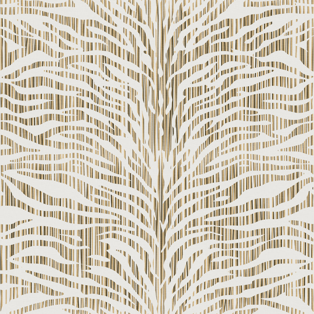 Brown neutral colored abstract zebra stripe wallpaper pattern with flowing, hand-drawn lines that create movement and a bold, modern graphic look, ideal for statement walls and pattern-rich interiors.